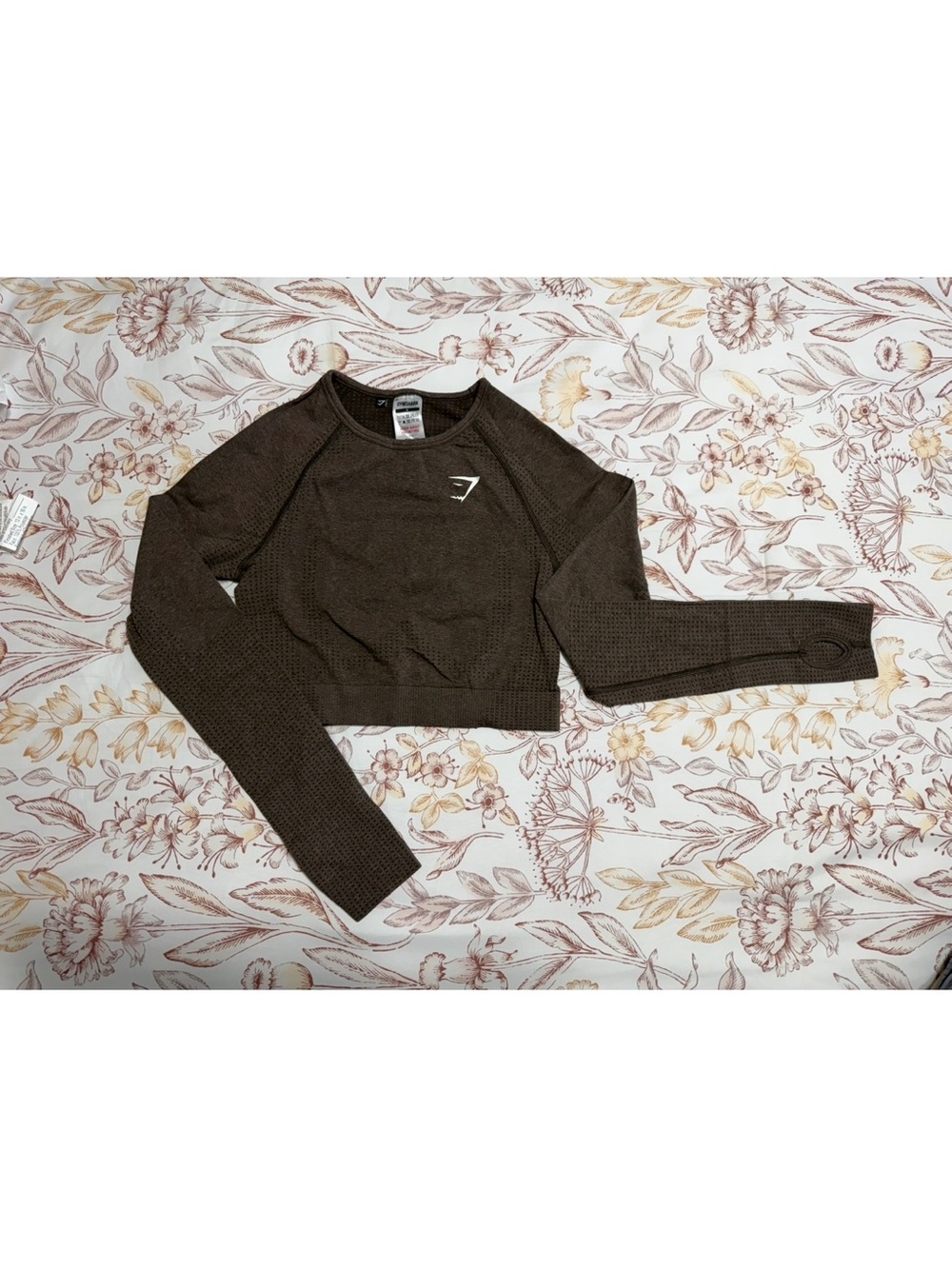 Gymshark Brown Textured Long-Sleeve Crop Top